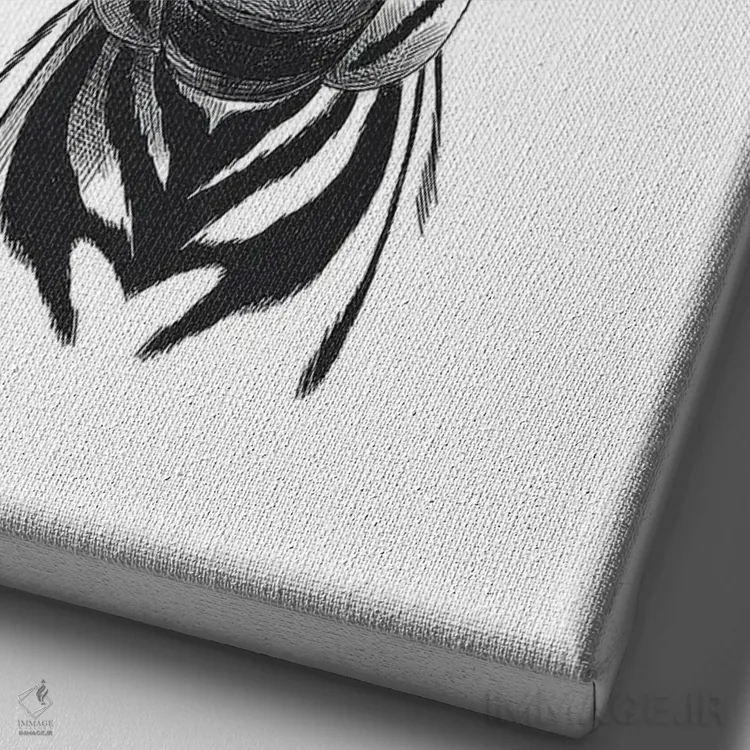 تابلو دکوراتیو تصویرسازی گورخر اثر اینکادو - نمای نزدیک بافت بوم