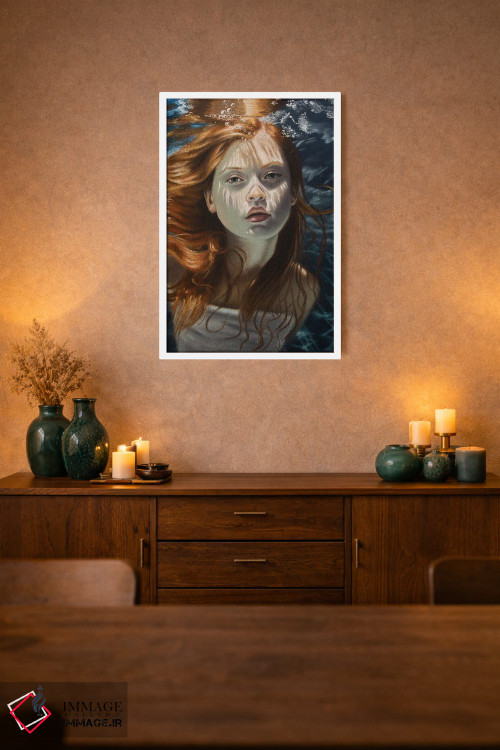 تابلو دکوراتیو دختر مو قرمز زیر آب اثر اینا مدودوا - D2W
