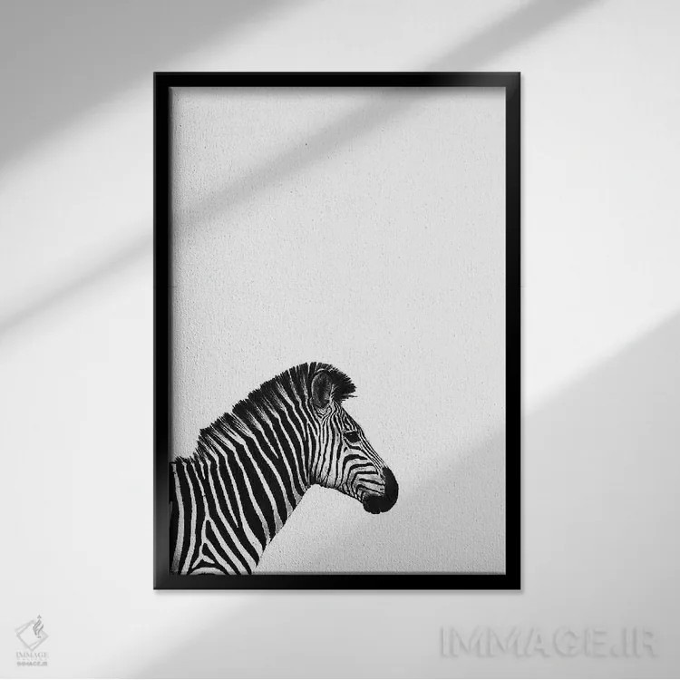 تابلو دکوراتیو گورخر II اثر اینکادو - نمای قابدار مشکی