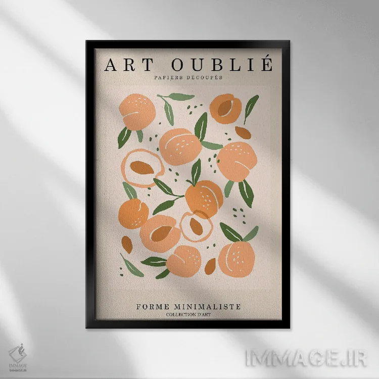 تابلو مدرن الگوی هلویی اثر اینکادو - نمای قابدار مشکی