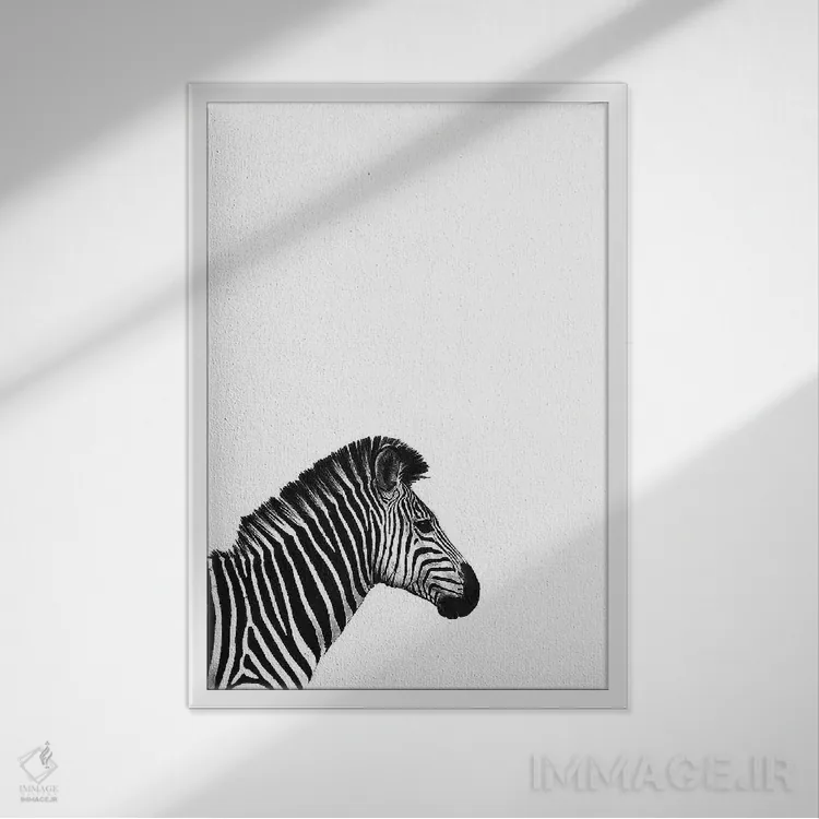 تابلو دکوراتیو گورخر II اثر اینکادو - نمای قابدار سفید
