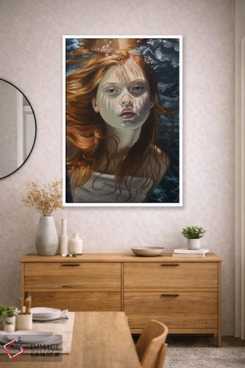 تابلو دکوراتیو دختر مو قرمز زیر آب اثر اینا مدودوا - D3W
