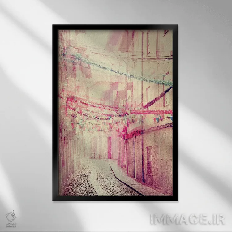 تابلو دکوراتیو مهمانی خیابانی اثر اینگرید بدوز - نمای قابدار مشکی