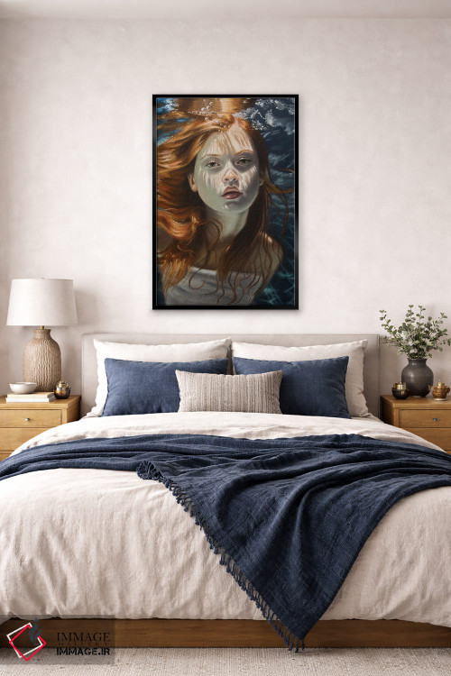 تابلو دکوراتیو دختر مو قرمز زیر آب اثر اینا مدودوا - D5B