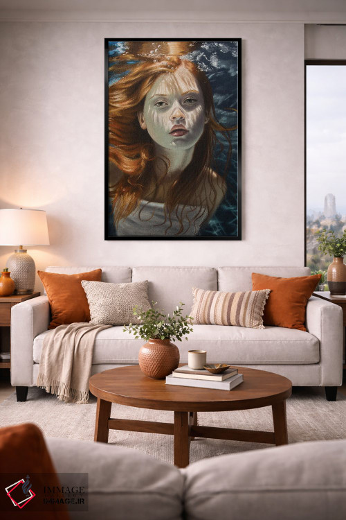 تابلو دکوراتیو دختر مو قرمز زیر آب اثر اینا مدودوا - D4B