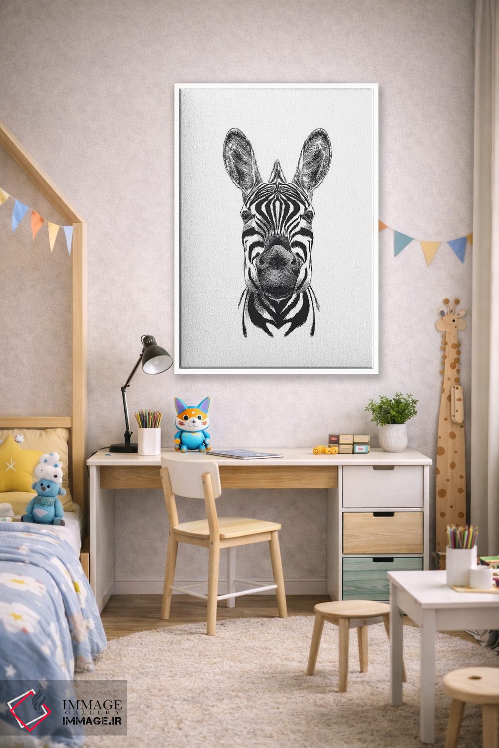 تابلو دکوراتیو تصویرسازی گورخر اثر اینکادو - D1W