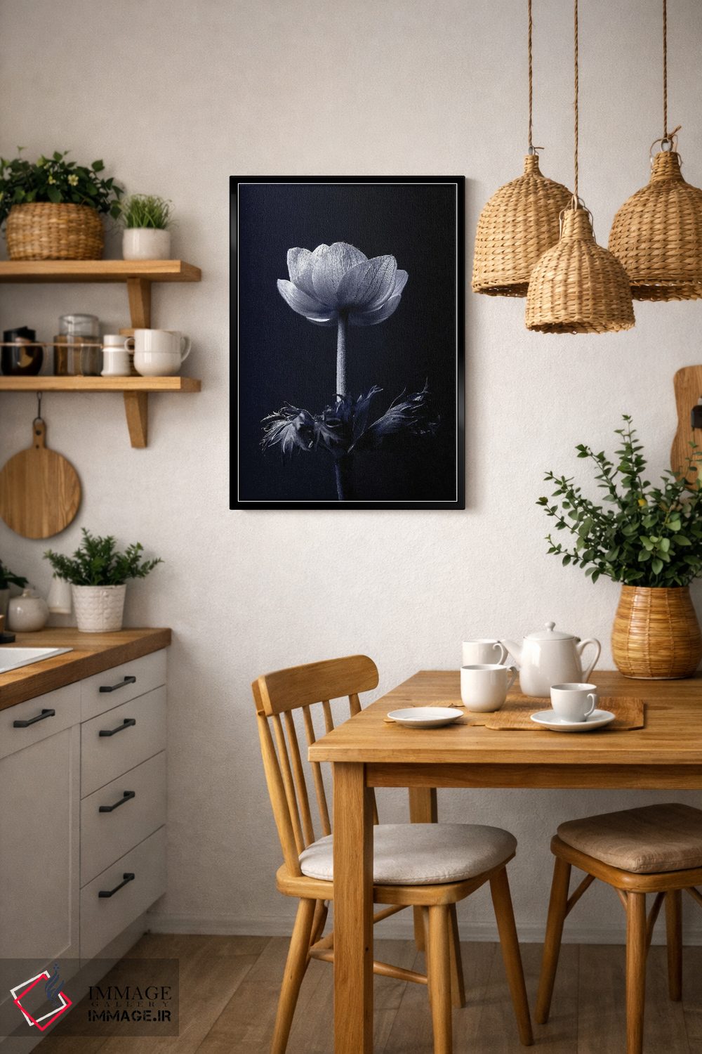 تابلو دکوراتیو تک گل اثر اینکادو - D6B