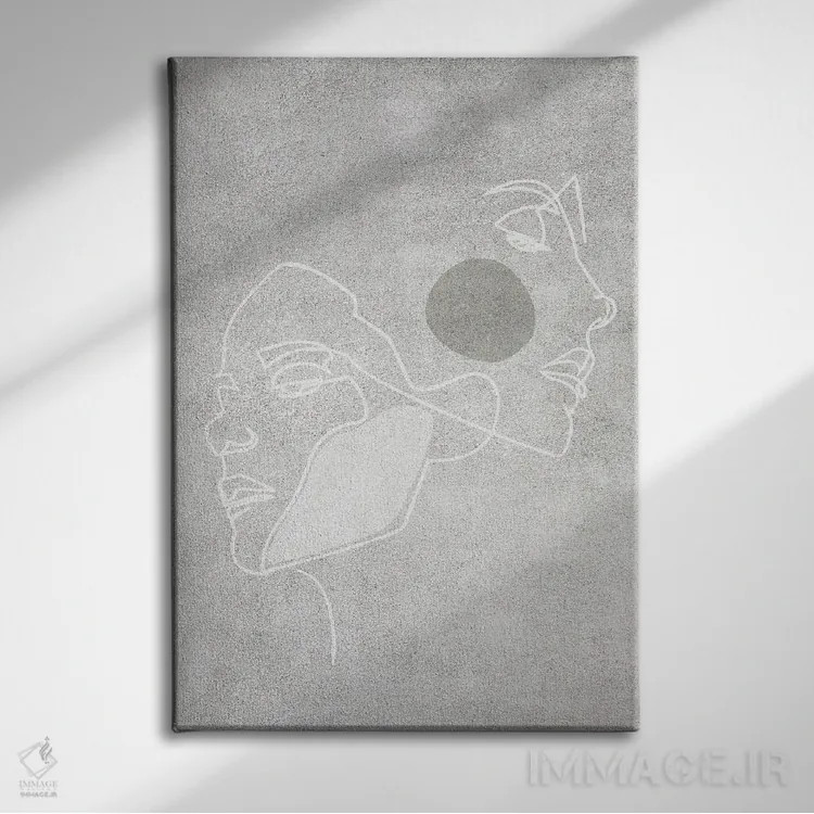 تابلو مینیمال دو چهره اثر اینکادو - نمای روبهرو روی دیوار