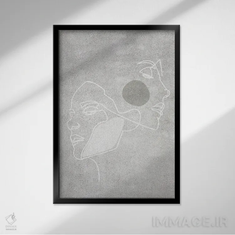 تابلو مینیمال دو چهره اثر اینکادو - نمای قابدار مشکی