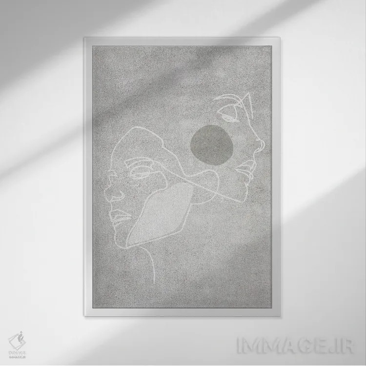 تابلو مینیمال دو چهره اثر اینکادو - نمای قابدار سفید
