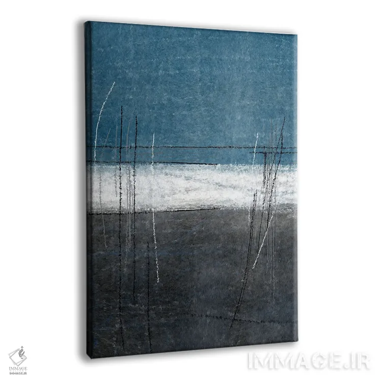 تابلو مینیمال علف آبی-خاکستری اثر اینکادو - نمای پرسپکتیو محصول