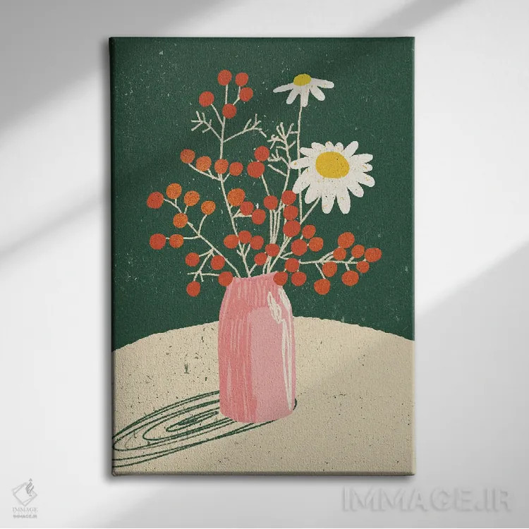 تابلو دکوراتیو گلدان گلدار اثر اینکادو - نمای روبهرو روی دیوار