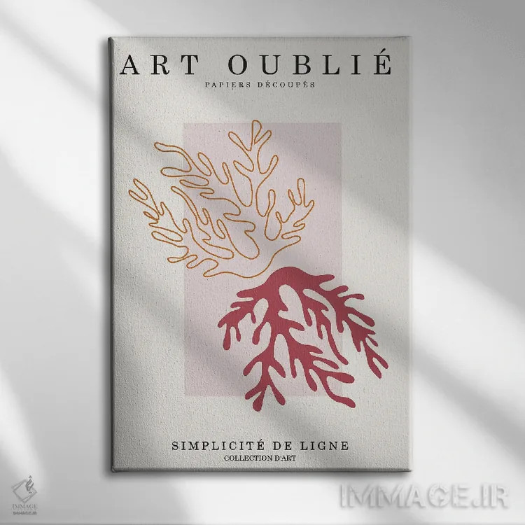 تابلو مینیمال برگ های نارنجی و قرمز اثر اینکادو - نمای روبهرو روی دیوار