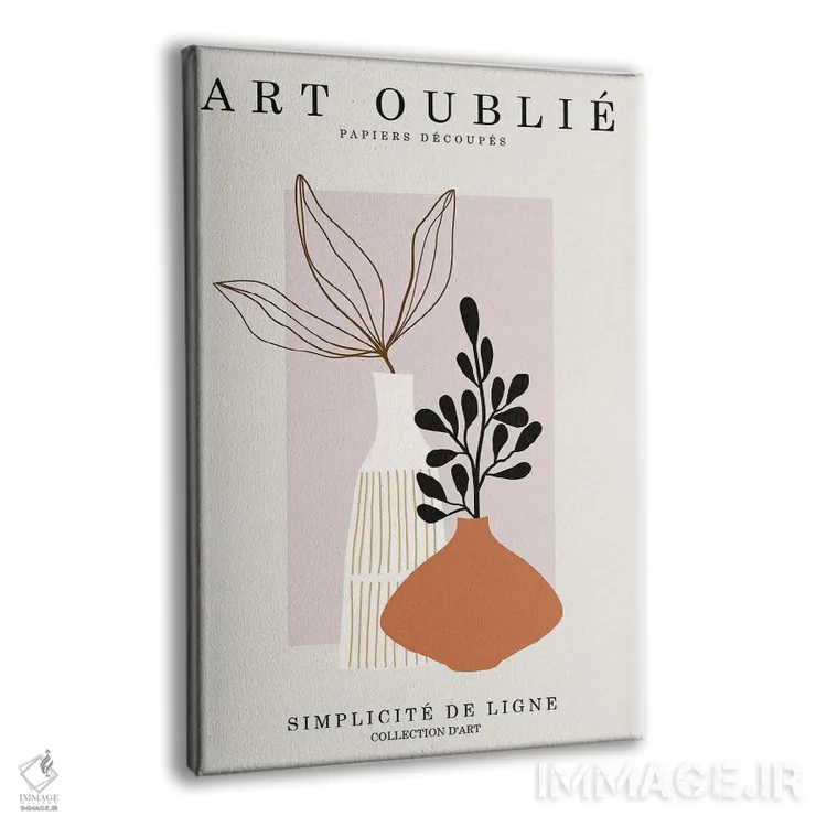 تابلو مینیمال دو گلدان اثر اینکادو - نمای پرسپکتیو محصول