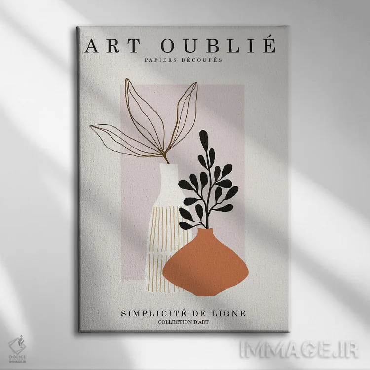 تابلو مینیمال دو گلدان اثر اینکادو - نمای روبهرو روی دیوار