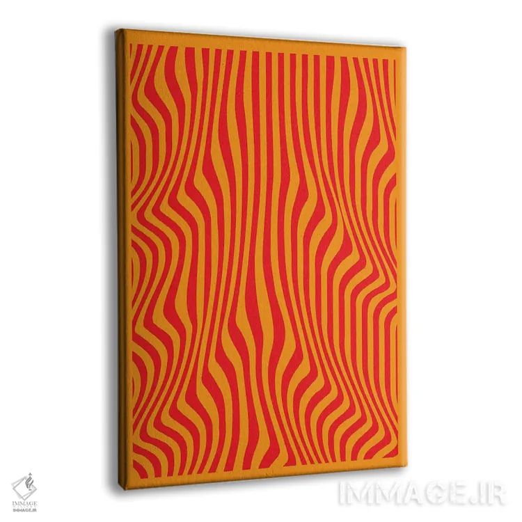 تابلو مدرن خطوط موج دار نارنجی اثر اینکادو - نمای پرسپکتیو محصول