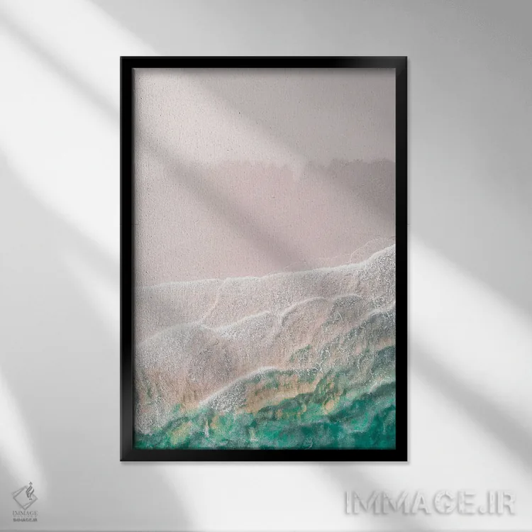 تابلو مینیمال جزئیات موج اثر اینکادو - نمای قابدار مشکی