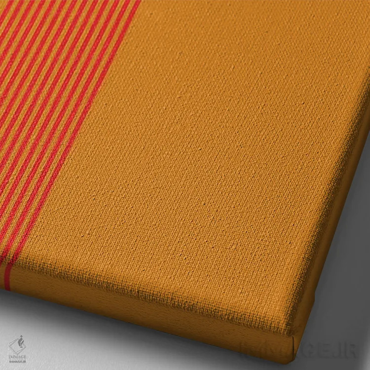 تابلو مدرن راه راه های نارنجی اثر اینکادو - نمای نزدیک بافت بوم