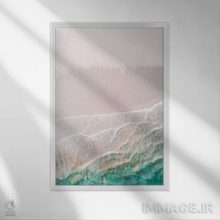 تابلو مینیمال جزئیات موج اثر اینکادو - نمای قابدار سفید