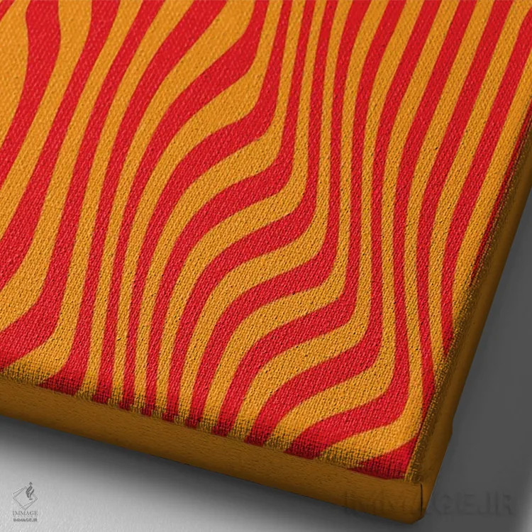 تابلو مدرن خطوط موج دار نارنجی اثر اینکادو - نمای نزدیک بافت بوم