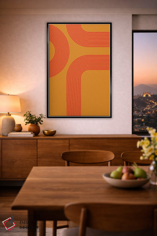 تابلو مدرن راه راه های نارنجی اثر اینکادو - D2B