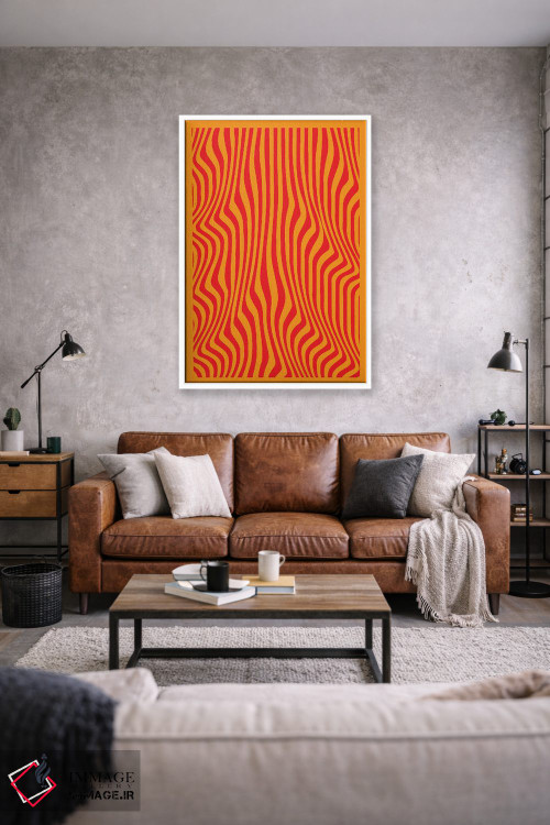 تابلو مدرن خطوط موج دار نارنجی اثر اینکادو - D1W