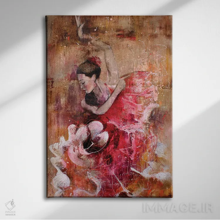 تابلو دکوراتیو روح فلامنکو اثر استودیو پینت-اینگ - نمای روبهرو روی دیوار