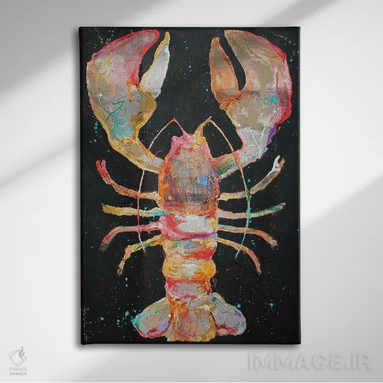 تابلو دکوراتیو خرچنگ هنری II اثر استودیو پینت-اینگ - نمای روبهرو روی دیوار