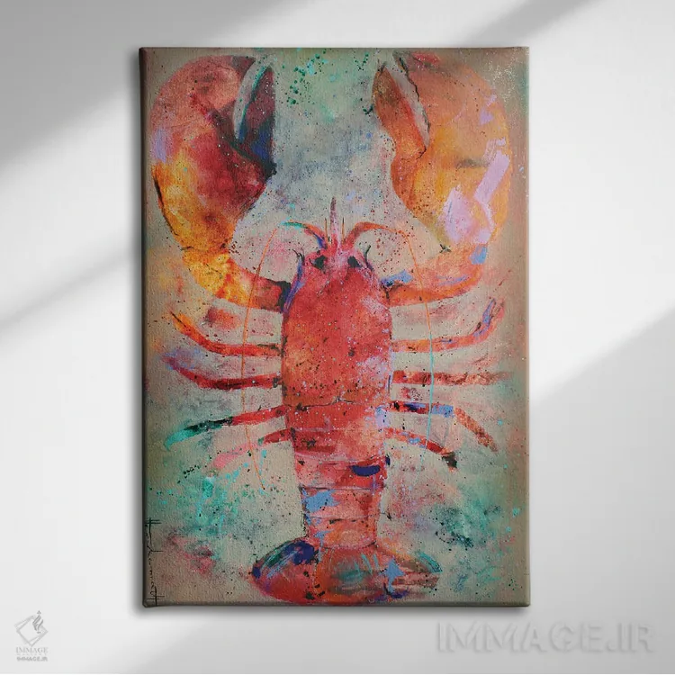 تابلو دکوراتیو خرچنگ هنری اثر استودیو پینت-اینگ - نمای روبهرو روی دیوار