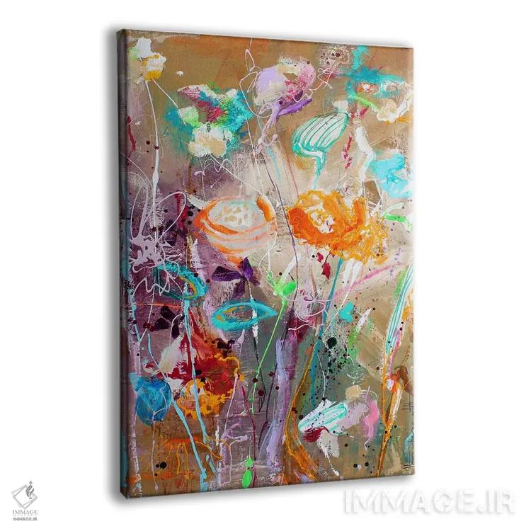 تابلو انتزاعی گل زیبا اثر استودیو پینت-اینگ - نمای پرسپکتیو محصول