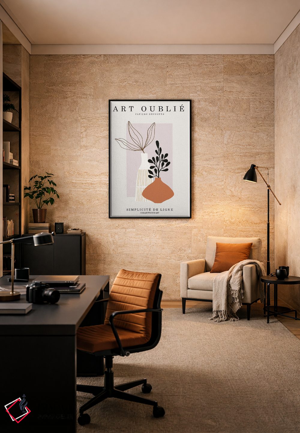 تابلو مینیمال دو گلدان اثر اینکادو - D5B