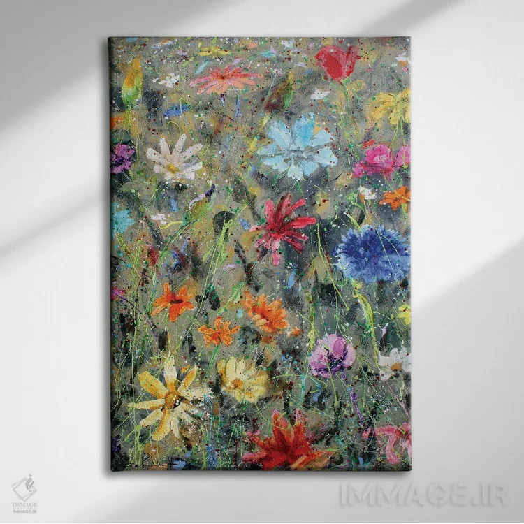 تابلو دکوراتیو گل های وحشی ۵۵ اثر استودیو پینت-اینگ - نمای روبهرو روی دیوار