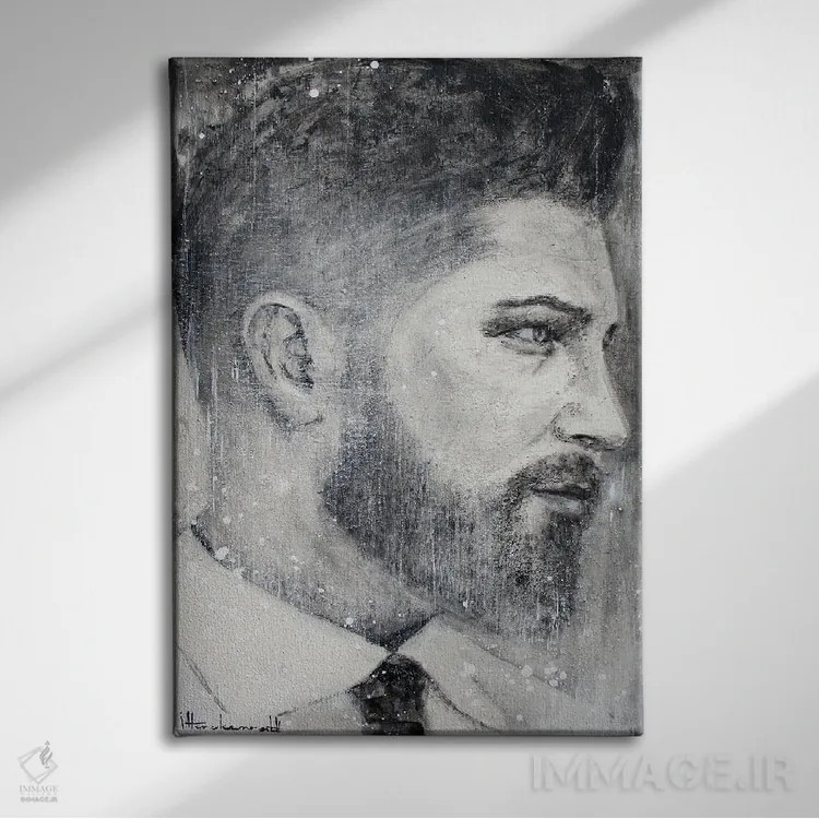 تابلو دکوراتیو کراوات مشکی اثر استودیو پینت-اینگ - نمای روبهرو روی دیوار