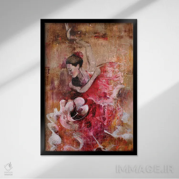 تابلو دکوراتیو روح فلامنکو اثر استودیو پینت-اینگ - نمای قابدار مشکی