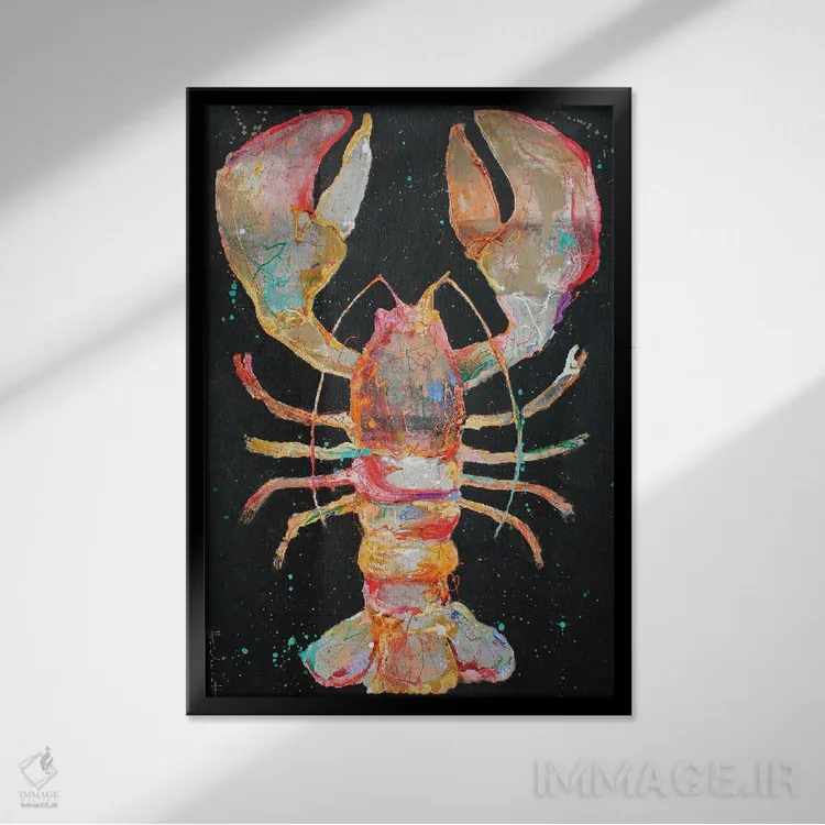تابلو دکوراتیو خرچنگ هنری II اثر استودیو پینت-اینگ - نمای قابدار مشکی