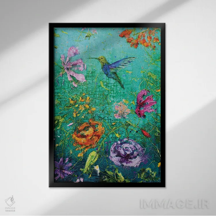 تابلو دکوراتیو بهشت مرغ مگس خوار اثر استودیو پینت-اینگ - نمای قابدار مشکی