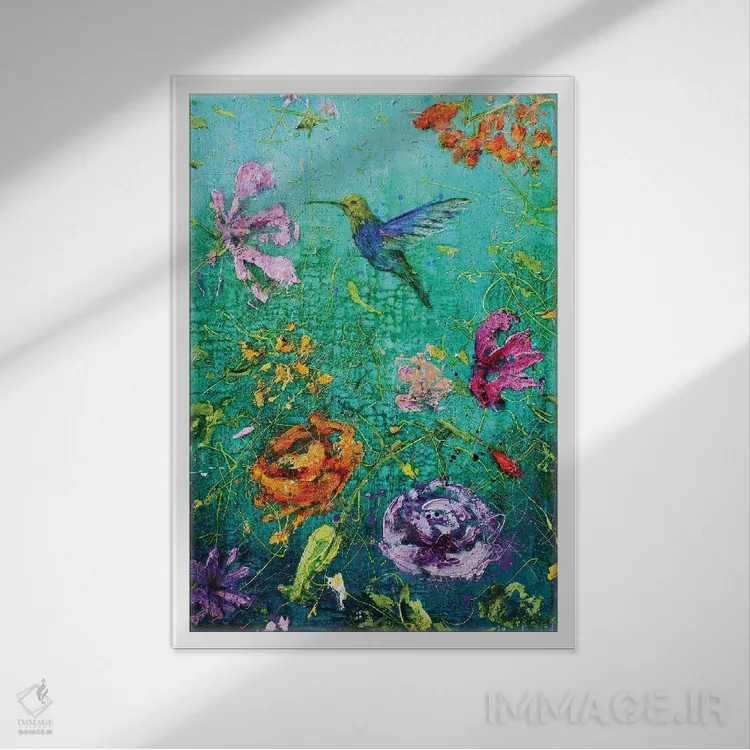 تابلو دکوراتیو بهشت مرغ مگس خوار اثر استودیو پینت-اینگ - نمای قابدار سفید