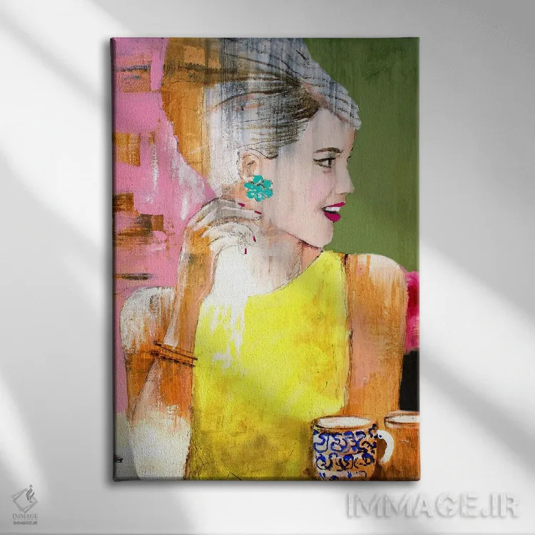 تابلو دکوراتیو لحظه قهوه اثر استودیو پینت-اینگ - نمای روبهرو روی دیوار