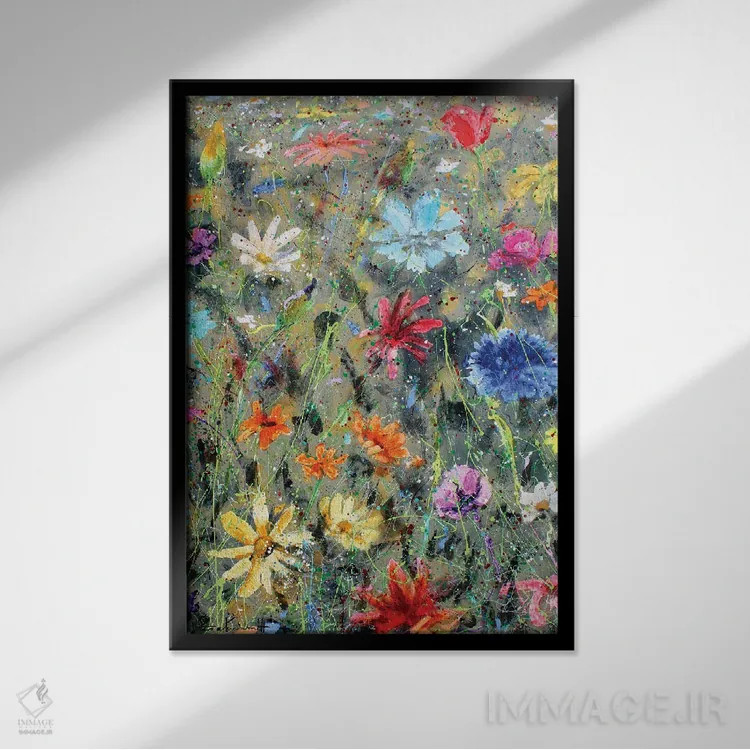 تابلو دکوراتیو گل های وحشی ۵۵ اثر استودیو پینت-اینگ - نمای قابدار مشکی