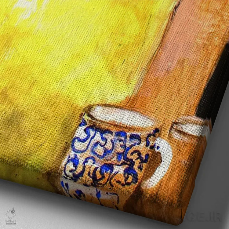 تابلو دکوراتیو لحظه قهوه اثر استودیو پینت-اینگ - نمای نزدیک بافت بوم