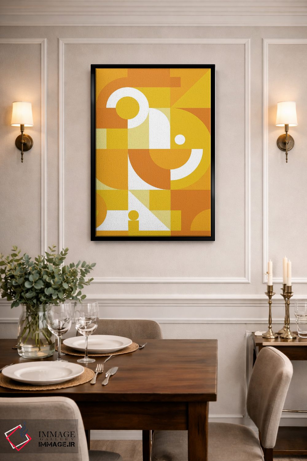 تابلو مدرن گرافیک نارنجی اثر اینکادو - D1B