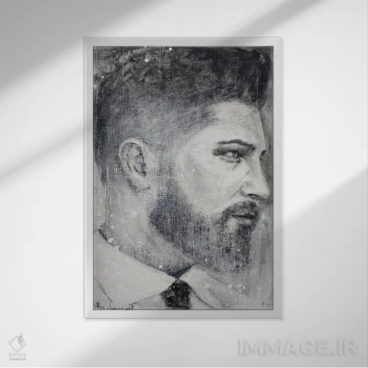 تابلو دکوراتیو کراوات مشکی اثر استودیو پینت-اینگ - نمای قابدار سفید