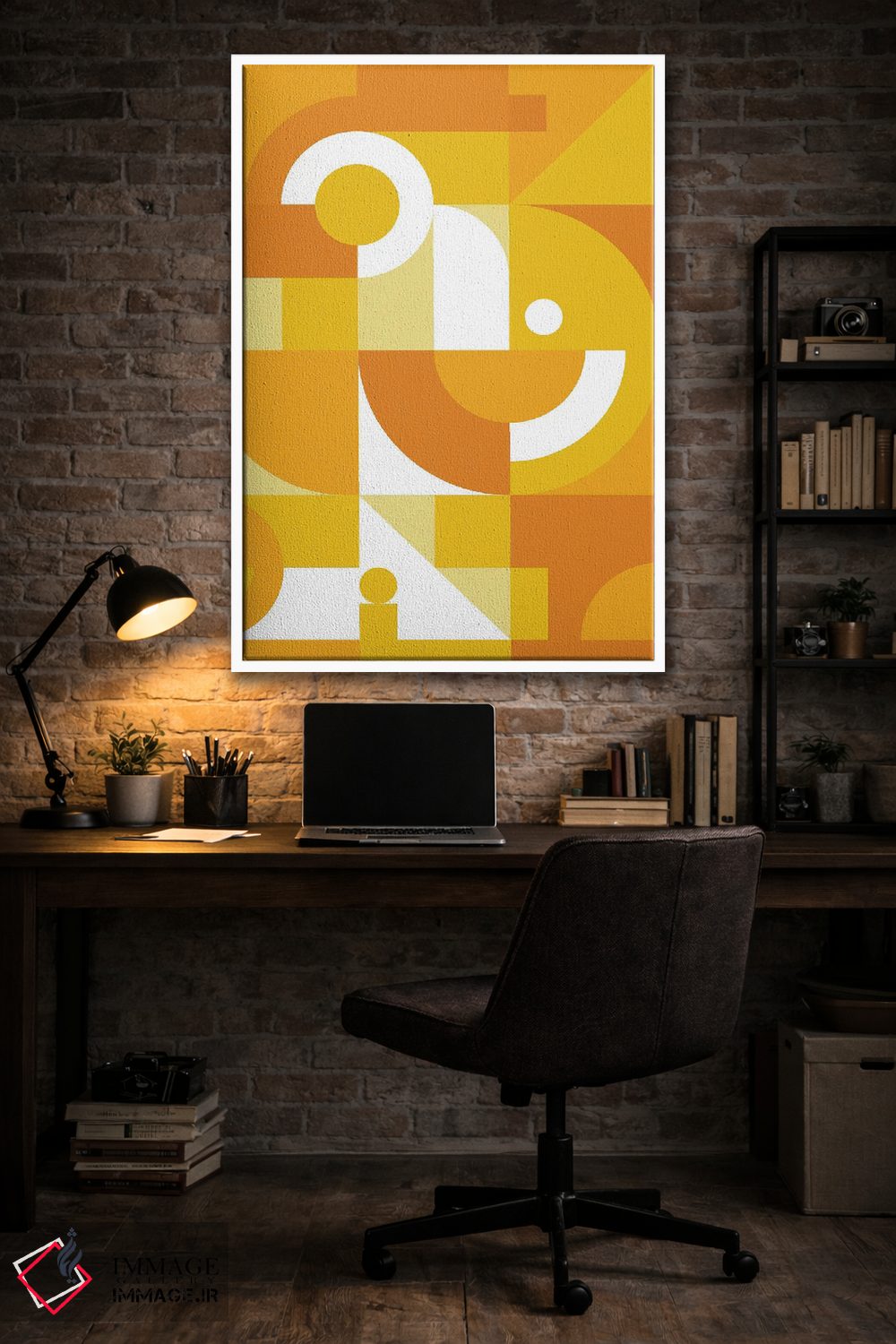تابلو مدرن گرافیک نارنجی اثر اینکادو - D3W