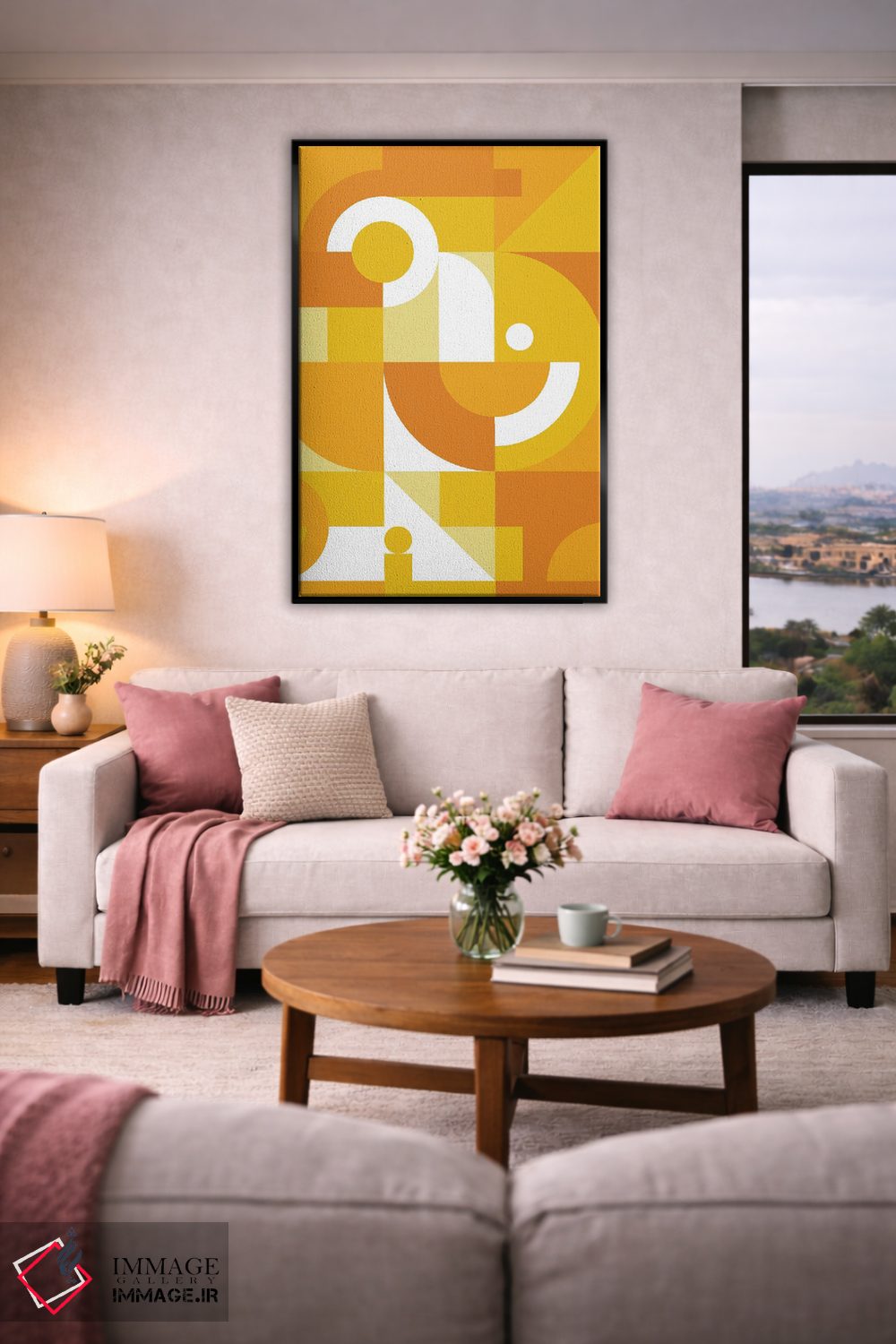 تابلو مدرن گرافیک نارنجی اثر اینکادو - D5B
