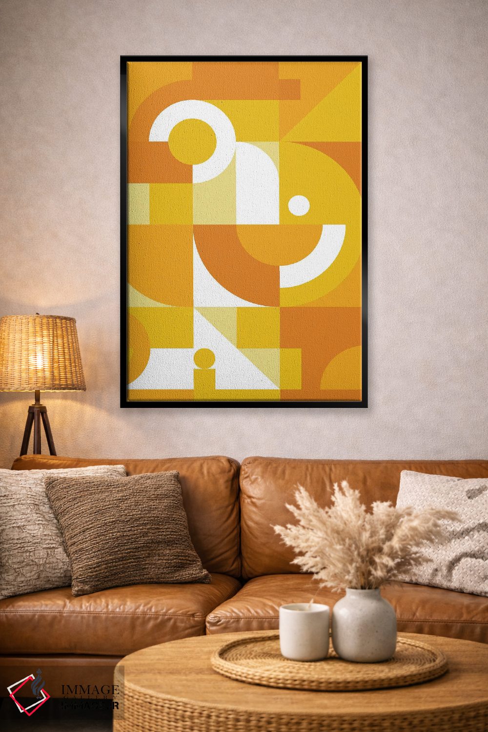 تابلو مدرن گرافیک نارنجی اثر اینکادو - D4B