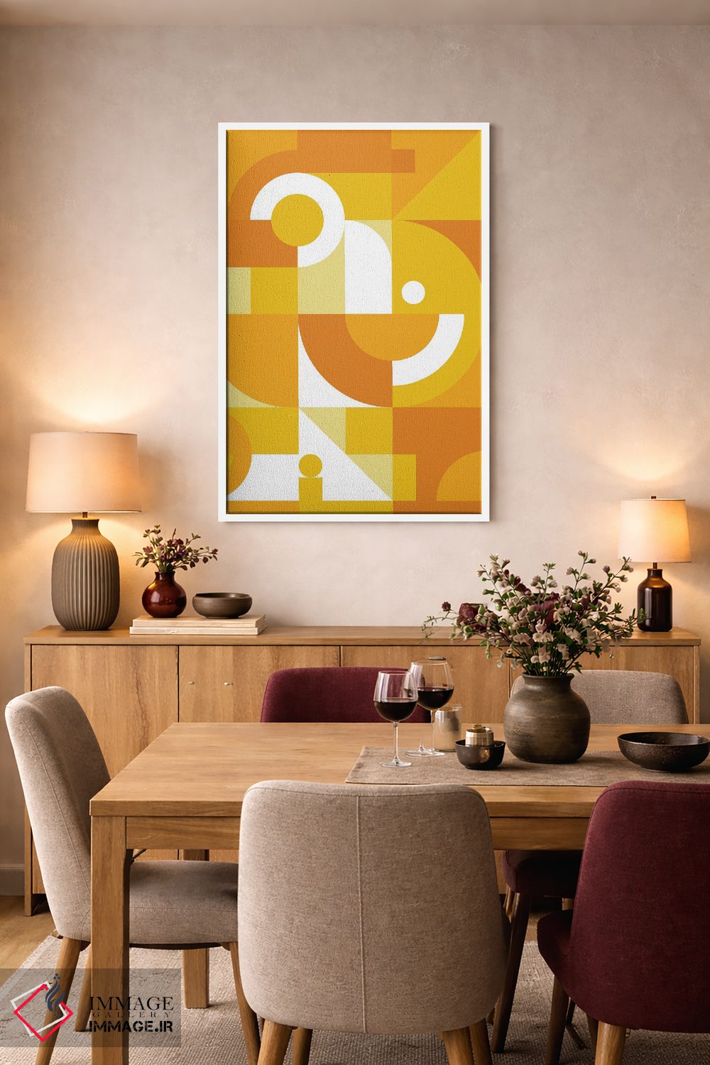 تابلو مدرن گرافیک نارنجی اثر اینکادو - D6W