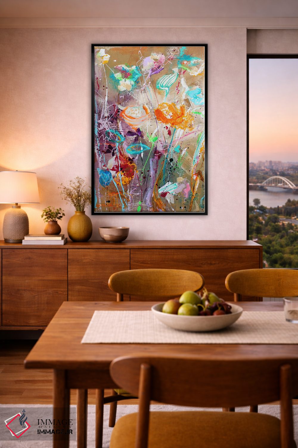 تابلو انتزاعی گل زیبا اثر استودیو پینت-اینگ - D6B