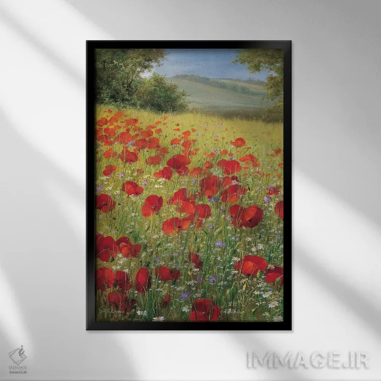 تابلو دکوراتیو مزرعه ی درخشان ۲ اثر هاینتس شولنهامر - نمای قابدار مشکی