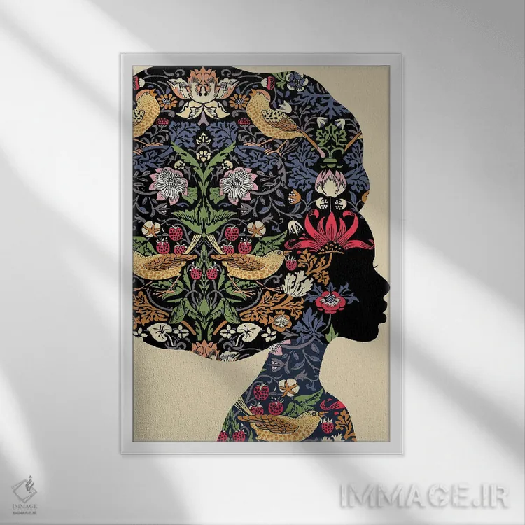 تابلو مدرن زن آفریقایی تبار اثر یوانا هوروات - نمای قابدار سفید