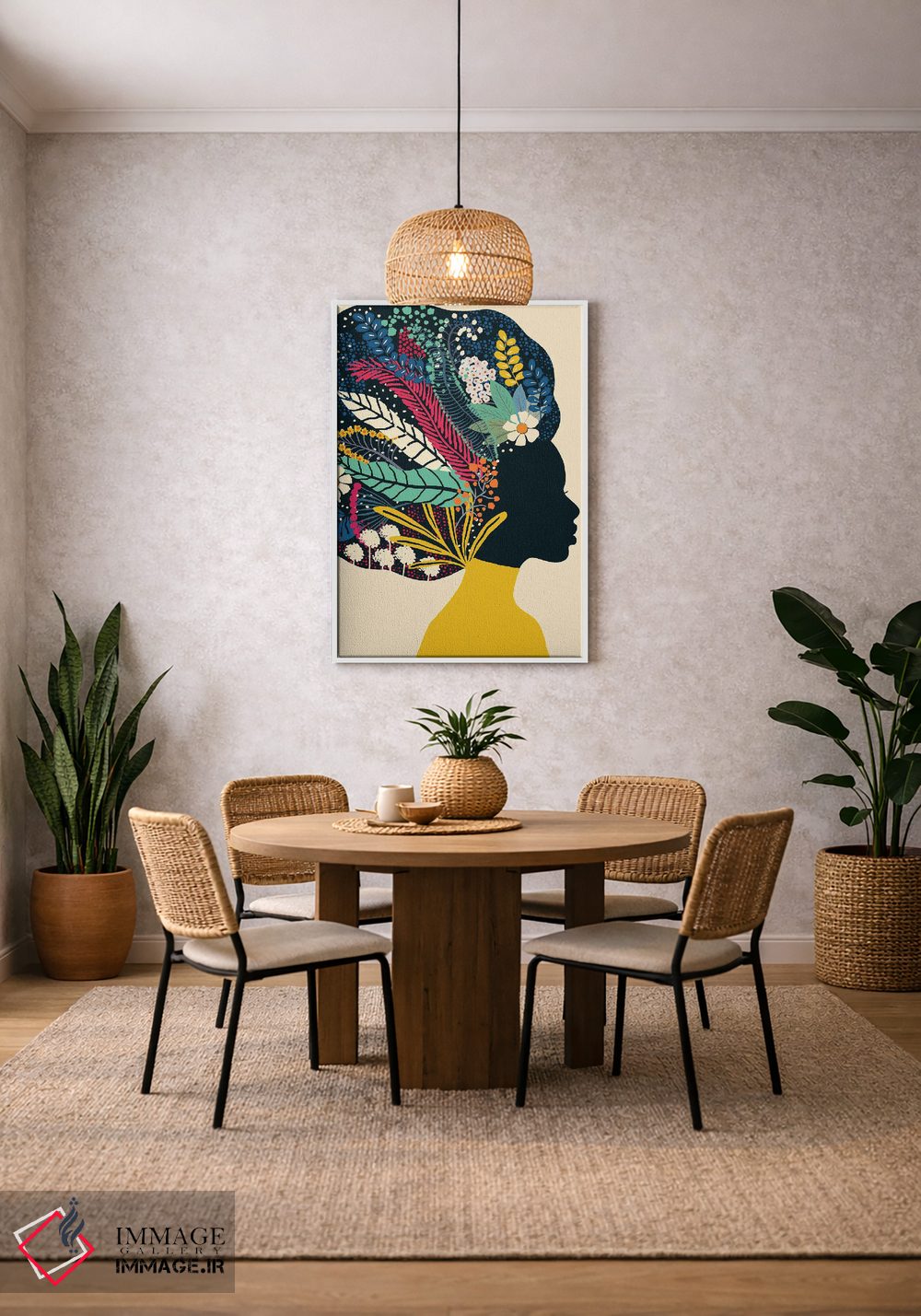 تابلو مدرن زن آفریقایی تبار با لباس زرد اثر یوانا هوروات - D1W